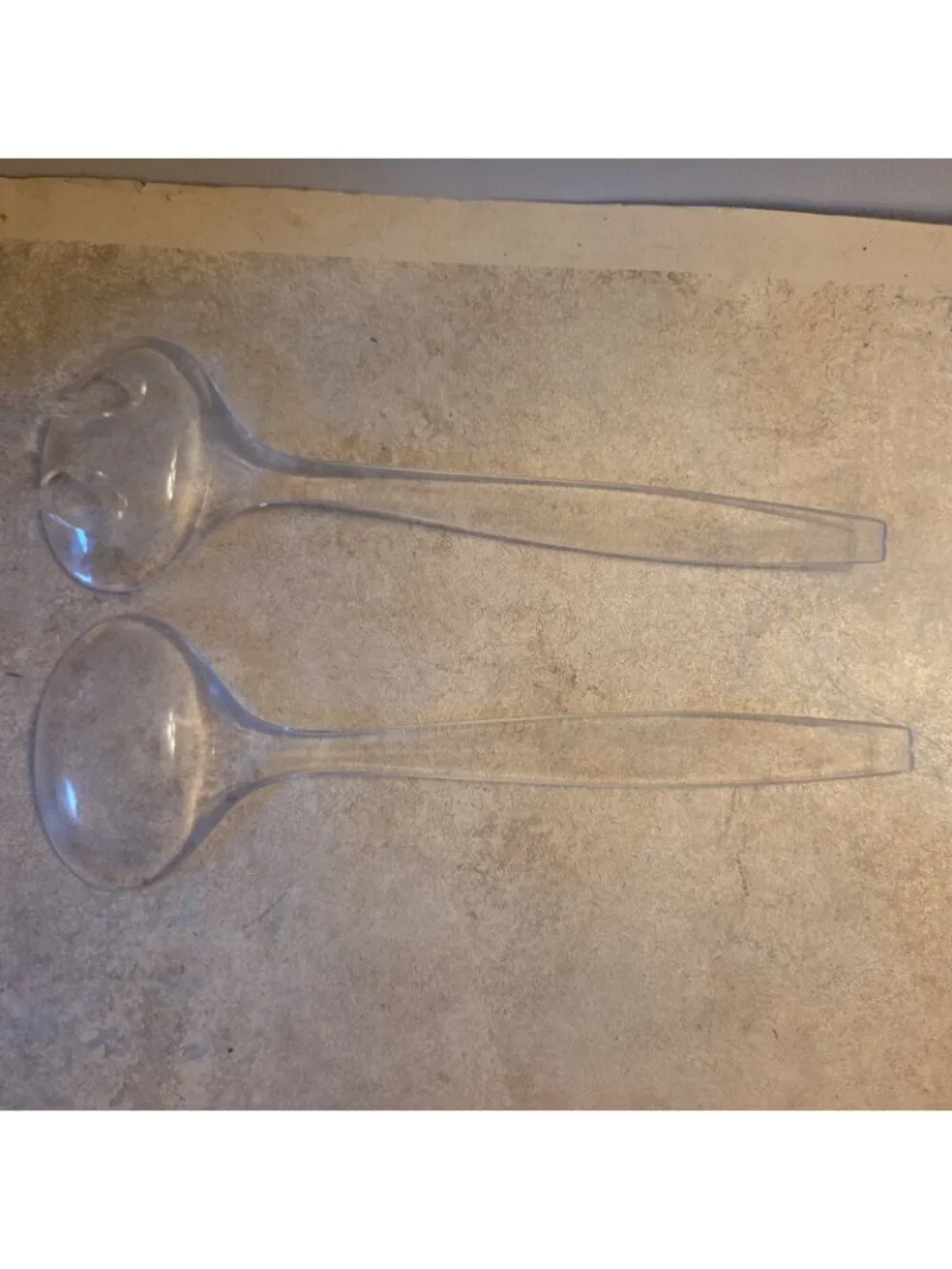 2 pc Clear Serving Set Salad Servers Spoon Fork Vintage Hong Kong Anchor Hocking